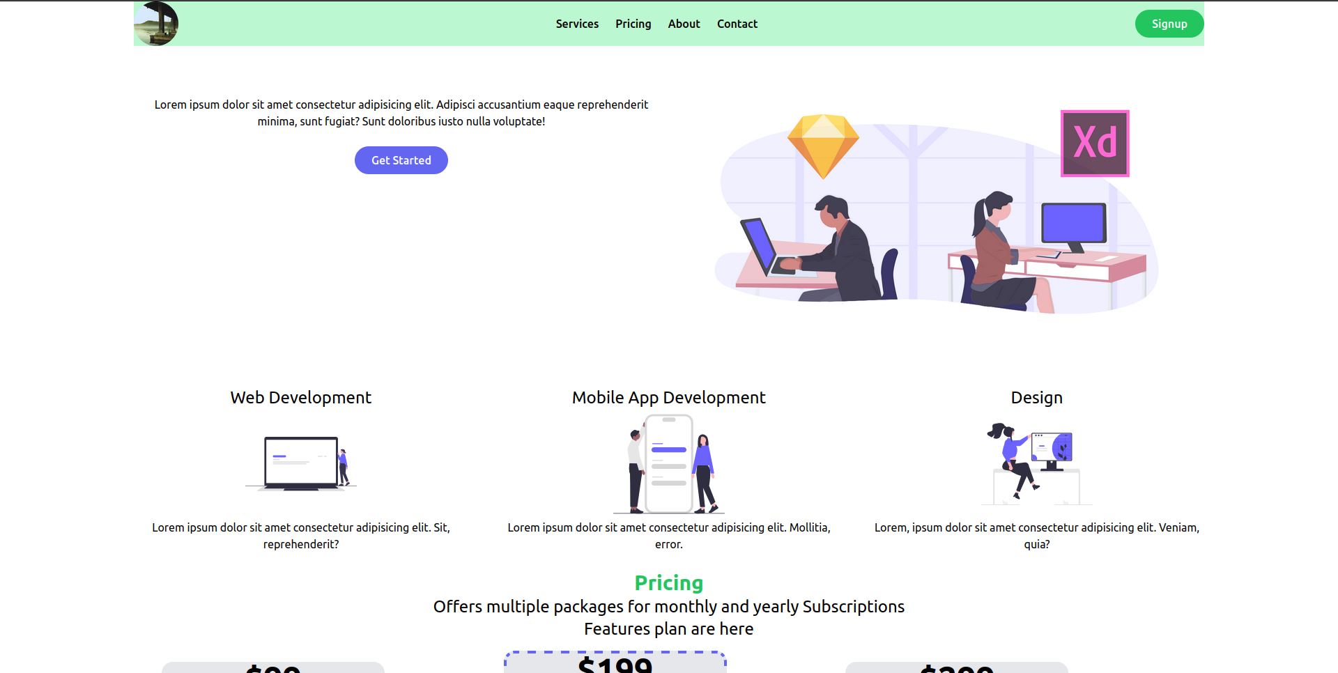 landing page